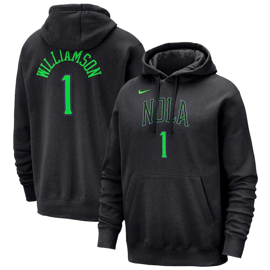 Men New Orleans Pelicans 1 Williamson Black Nike Season city version Sweatshirts 23-24 NBA Jersey